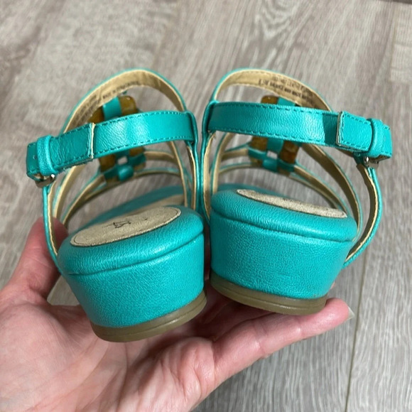 NWOT Softspots Leather Sabira Teal Sandals Pillowtop Technology 6.5M - Picture 12 of 15